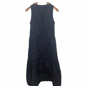 Toast tiered midi midaxi dress women’s size US 2 UK 6 navy blue aline cotton.